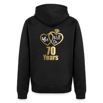 1951 Married couples Golden wedding 70th wedding anniversary - Unisex Premium Organic Zip Hoodie - black - Back - Nico (187cm)