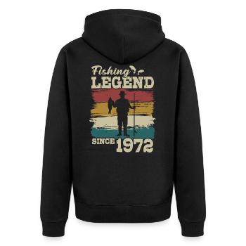 1972 Jahrgang geboren Angler Geburtstag - Unisex Premium Bio Zip Hoodie - Schwarz - Hinten - Nico (187cm)