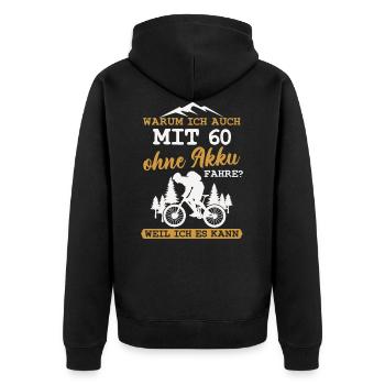 60 Geburtstag Radfahrer 60 Jahre Spruch - Unisex Premium Bio Zip Hoodie - Schwarz - Hinten - Nico (187cm)