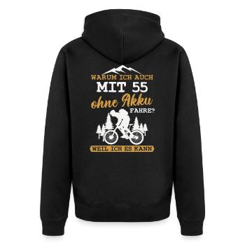 55 Geburtstag Radfahrer 55 Jahre Geschenk - Unisex Premium Bio Zip Hoodie - Schwarz - Hinten - Nico (187cm)