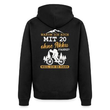20 Geburtstag Radfahrer 20 Jahre Geschenk - Unisex Premium Bio Zip Hoodie - Schwarz - Hinten - Nico (187cm)