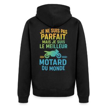 Le meilleur motard du monde Moto Humour - Veste à capuche bio Premium Unisexe - noir - Dos - Nico (187cm)