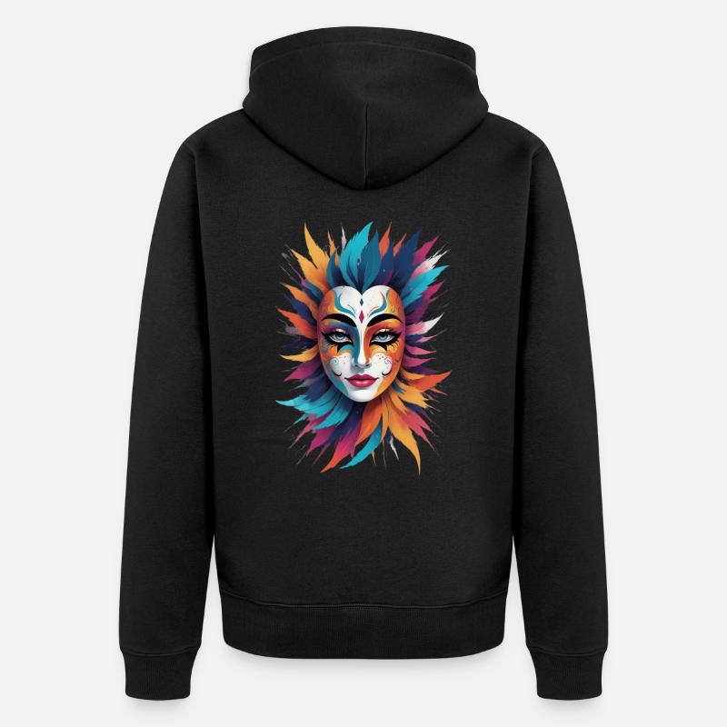 Masque orné de plume - Veste à capuche bio Premium Unisexe - noir