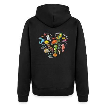 Hippocampe Coeur Hippocampe Fan - Veste à capuche bio Premium Unisexe - noir - Dos - Nico (187cm)