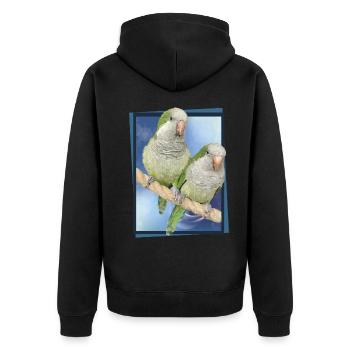 Argentine Parakeet - Unisex Premium Organic Zip Hoodie - black - Back - Nico (187cm)