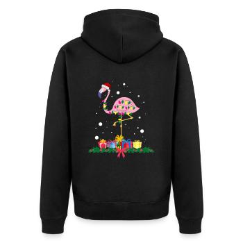Flamingo-Weihnachten. Weihnachtsgeschenk - Unisex Premium Bio Zip Hoodie - Schwarz - Hinten - Nico (187cm)