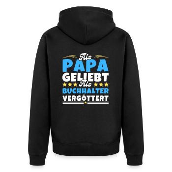 Als Papa geliebt, als Buchhalter vergöttert - Unisex Premium Bio Zip Hoodie - Schwarz - Hinten - Nico (187cm)