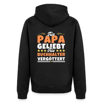 Als Papa geliebt, als Buchhalter vergöttert - Unisex Premium Bio Zip Hoodie - Schwarz - Hinten - Nico (187cm)