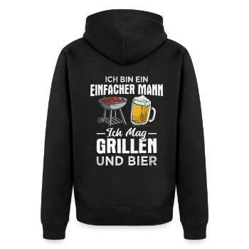 Griller BBQ Grill Grillmeister Grillen Bier - Unisex Premium Bio Zip Hoodie - Schwarz - Hinten - Nico (187cm)