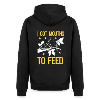 Bird feeds nestling - parents - Unisex Premium Organic Zip Hoodie - black - Back - Nico (187cm)