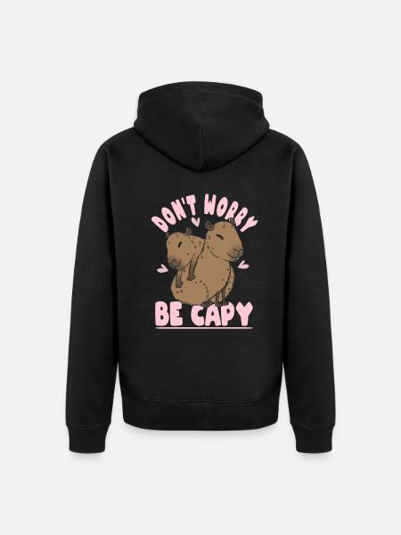 Capybara Don't Worry Be Capy Panama-Capybara - Ekologisk premiumluvjack unisex - svart