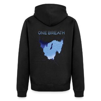 Freediving One Breath tauchen Apnoe Taucher Ozean - Unisex Premium Bio Zip Hoodie - Schwarz - Hinten - Nico (187cm)