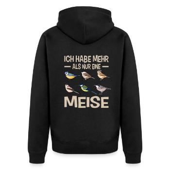 Spruch Vögel Meisen Ornithologie Birdwatching - Unisex Premium Bio Zip Hoodie - Schwarz - Hinten - Nico (187cm)