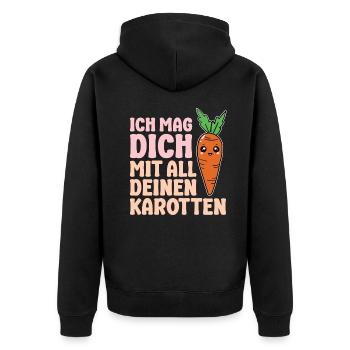 Ich mag dich mit all deinen Karotten - Unisex Premium Bio Zip Hoodie - Schwarz - Hinten - Nico (187cm)