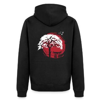 Japanese dwarf maple and archway torii - Unisex Premium Organic Zip Hoodie - black - Back - Nico (187cm)