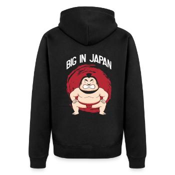 Sumo Ringer Japan - Unisex Premium Bio Zip Hoodie - Schwarz - Hinten - Nico (187cm)