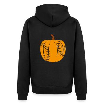 Halloween Baseball Kürbis - Unisex Premium Bio Zip Hoodie - Schwarz - Hinten - Nico (187cm)