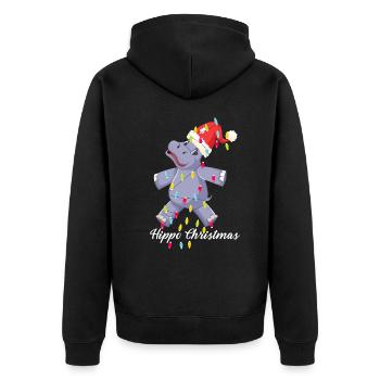 Noël Hippo - Flusspferd Weihnachten - Veste à capuche bio Premium Unisexe - noir - Dos - Nico (187cm)
