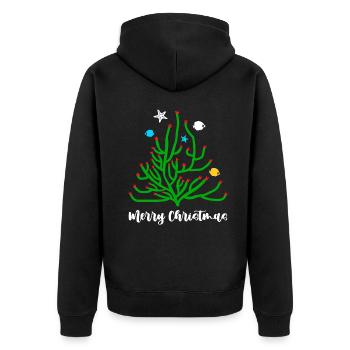 Frohe Weihnachten Koralle - Unisex Premium Bio Zip Hoodie - Schwarz - Hinten - Nico (187cm)
