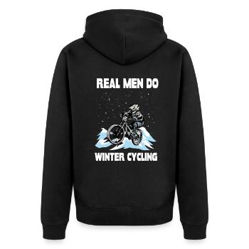De vrais hommes en hiver vélo VTT - Veste à capuche bio Premium Unisexe - noir - Dos - Nico (187cm)