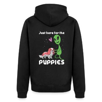 Seulement ici pour les chiots d’extraterrestres - Veste à capuche bio Premium Unisexe - noir - Dos - Nico (187cm)