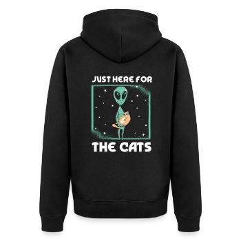 Only here for the cats Alien Cat - Unisex Premium Organic Zip Hoodie - black - Back - Nico (187cm)