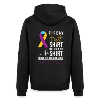 This Is My Fight Shirt: Bladder Cancer Awareness - Unisex Premium Organic Zip Hoodie - black - Back - Nico (187cm)