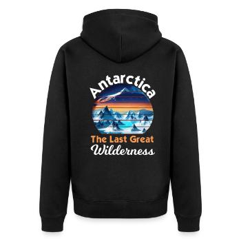 Antarktis Die Letzte Große Wildnis Outdoor - Unisex Premium Bio Zip Hoodie - Schwarz - Hinten - Nico (187cm)