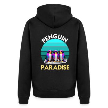 Funny Colorful Penguin Group Paradise - Unisex Premium Organic Zip Hoodie - black - Back - Nico (187cm)