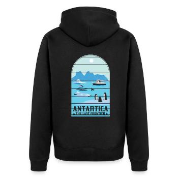 Antarktis Die Letzte Grenze - Pinguine Im Freien - Unisex Premium Bio Zip Hoodie - Schwarz - Hinten - Nico (187cm)