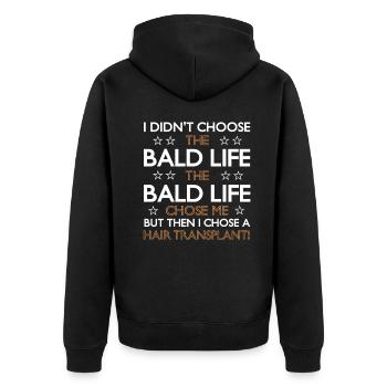 Your path from baldness to hair transplant - Unisex Premium Organic Zip Hoodie - black - Back - Nico (187cm)