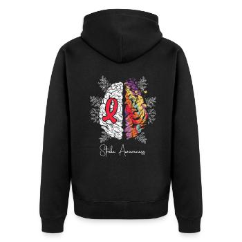 Gehirn & Rotes Band: Schlaganfallbewusstsein - Unisex Premium Bio Zip Hoodie - Schwarz - Hinten - Nico (187cm)
