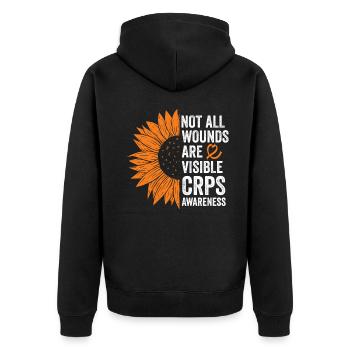 Invisible Battles: CRPS Awareness - Unisex Premium Organic Zip Hoodie - black - Back - Nico (187cm)
