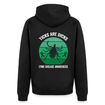 Lyme Disease Humor: Ticks Are Goofy - Unisex Premium Organic Zip Hoodie - black - Back - Nico (187cm)