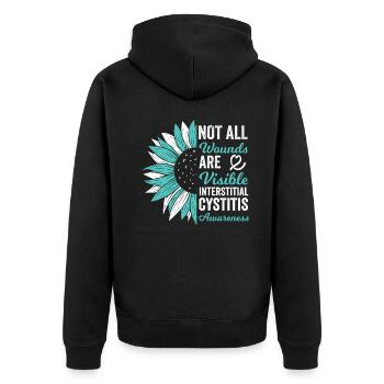 Interstitial Cystitis: Invisible Wounds - Unisex Premium Organic Zip Hoodie - black - Back - Nico (187cm)