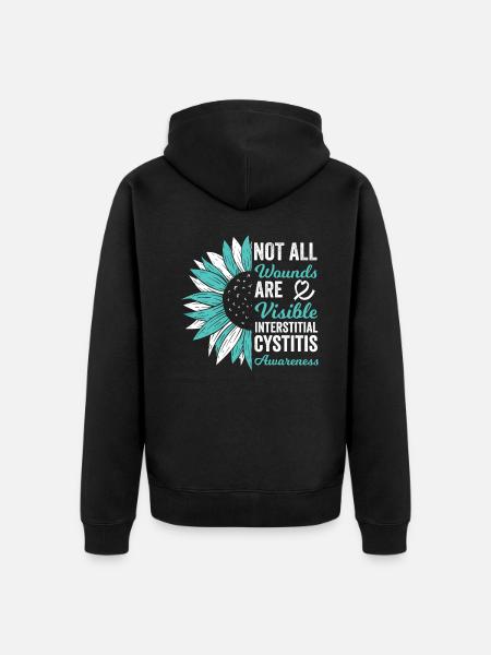 Interstitial Cystitis: Invisible Wounds - Unisex Premium Organic Zip Hoodie - black