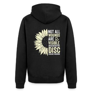 Intervertebral disc degeneration Discosis - Unisex Premium Organic Zip Hoodie - black - Back - Nico (187cm)