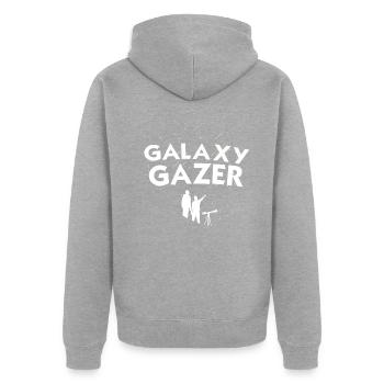 Galaxienbetrachter: Universum Erkunden - Unisex Premium Bio Zip Hoodie - Grau meliert - Hinten - Nico (187cm)