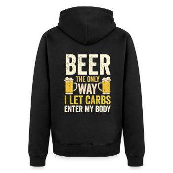 Carbohydrates & Beer: A Love Story - Unisex Premium Organic Zip Hoodie - black - Back - Nico (187cm)