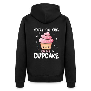 Cupcake Connection : Doux et élégant - Veste à capuche bio Premium Unisexe - noir - Dos - Nico (187cm)