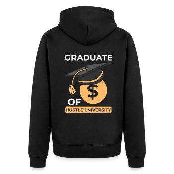 Entrepreneurship: Hustle University Graduate - Unisex Premium Organic Zip Hoodie - black - Back - Nico (187cm)