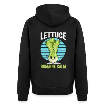 Veganer Lass uns ruhig bleiben Vegetarisch Gemüse - Unisex Premium Bio Zip Hoodie - Schwarz - Hinten - Nico (187cm)