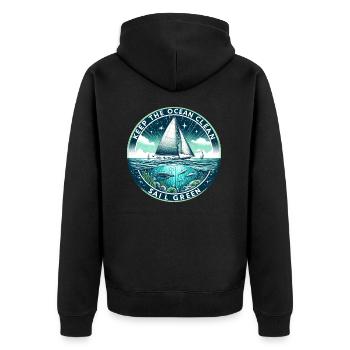 Segel Segelboot Ozean Sauber Halten Segeln Grün - Unisex Premium Bio Zip Hoodie - Schwarz - Hinten - Nico (187cm)