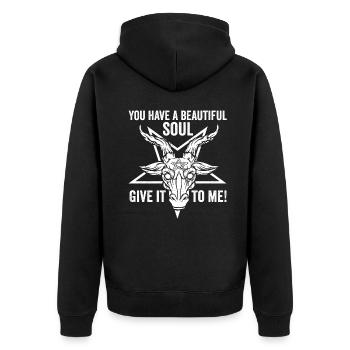 Schöne Seele Geometrischer Ziegenkopf - Unisex Premium Bio Zip Hoodie - Schwarz - Hinten - Nico (187cm)