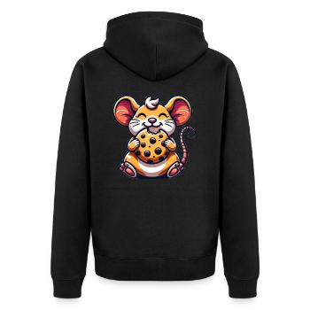 Süße Maus Keks Nachtisch Cartoon - Unisex Premium Bio Zip Hoodie - Schwarz - Hinten - Nico (187cm)