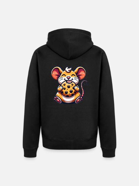 Cute Mouse Cookie Dessert Cartoon - Unisex Premium Organic Zip Hoodie - black
