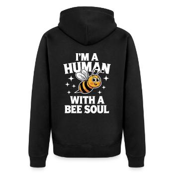 Honigbiene Imker Bienen Biene - Unisex Premium Bio Zip Hoodie - Schwarz - Hinten - Nico (187cm)