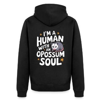Opossum Possum Animal - Unisex Premium Organic Zip Hoodie - black - Back - Nico (187cm)