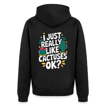 Cactus Cacti Desert Plant - Unisex Premium Organic Zip Hoodie - black - Back - Nico (187cm)