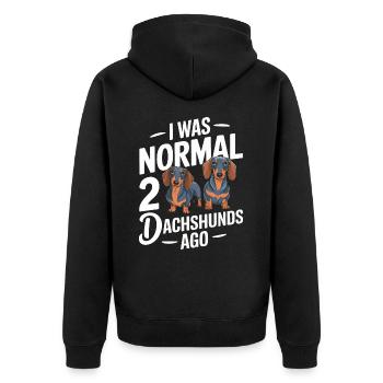Chien teckel - Veste à capuche bio Premium Unisexe - noir - Dos - Nico (187cm)
